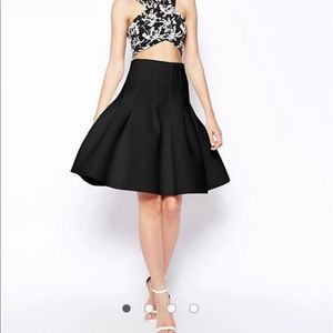 ASOS Pleated Deep Waistband Midi Skirt In Scuba